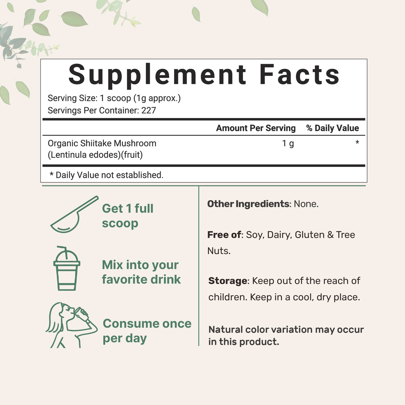 Micro Ingredients Organic Shiitake Mushroom Powder, 8oz