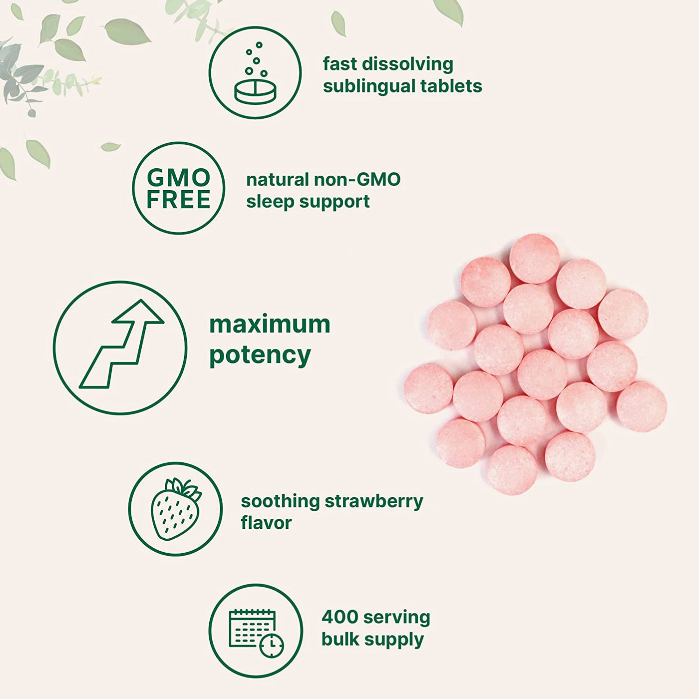 Micro Ingredients Melatonin 20mg Tablets, 400 Counts, Natural Strawberry Flavor