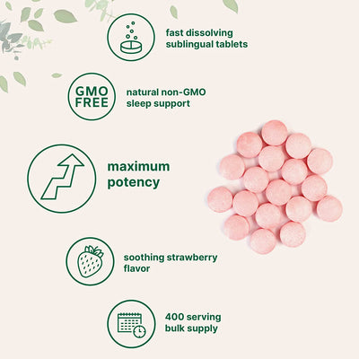 Micro Ingredients Melatonin 20mg Tablets, 400 Counts, Natural Strawberry Flavor
