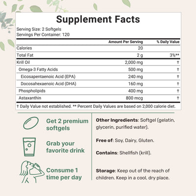 Micro Ingredients Antarctic Krill Oil 2000mg, 240 softgels