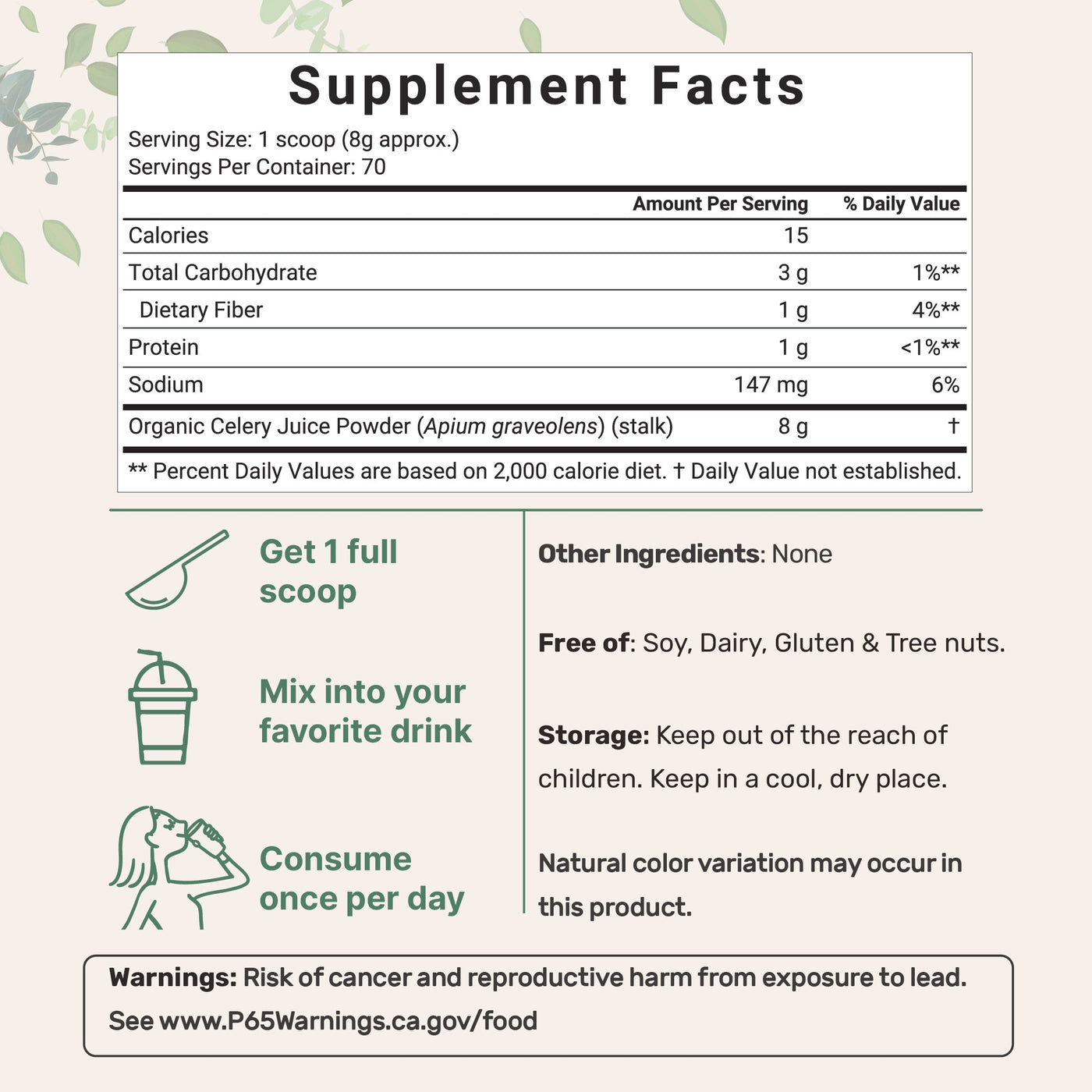 Micro Ingredients Organic Celery juice Powder
