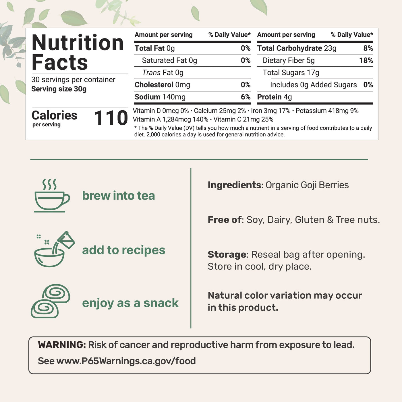 Micro Ingredients Organic Goji Berries 32 Ounce