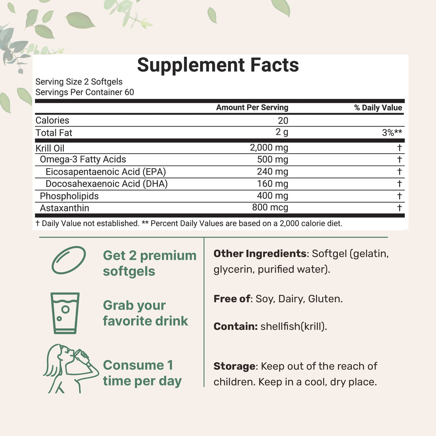 Micro Ingredients Antarctic Krill Oil 2000mg, 240 softgels