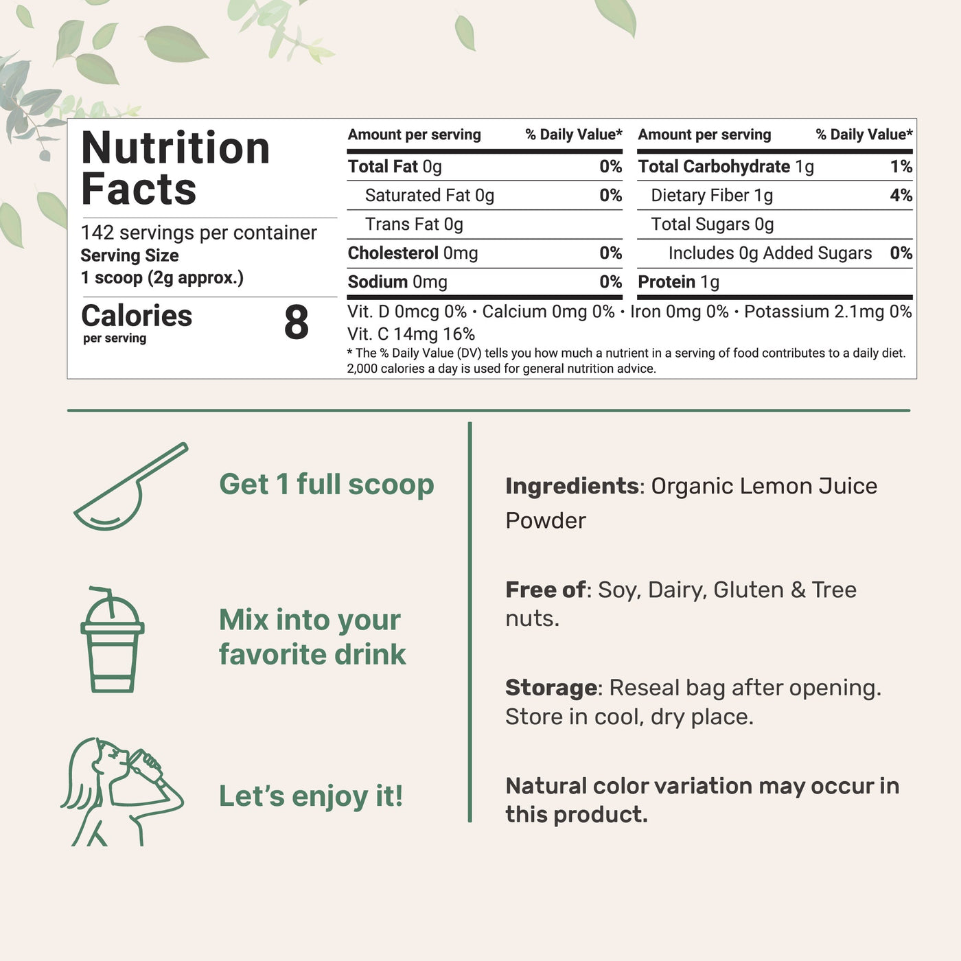 Micro Ingredients Organic Lemon Juice Powder