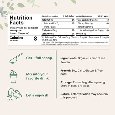 Micro Ingredients Organic Lemon Juice Powder