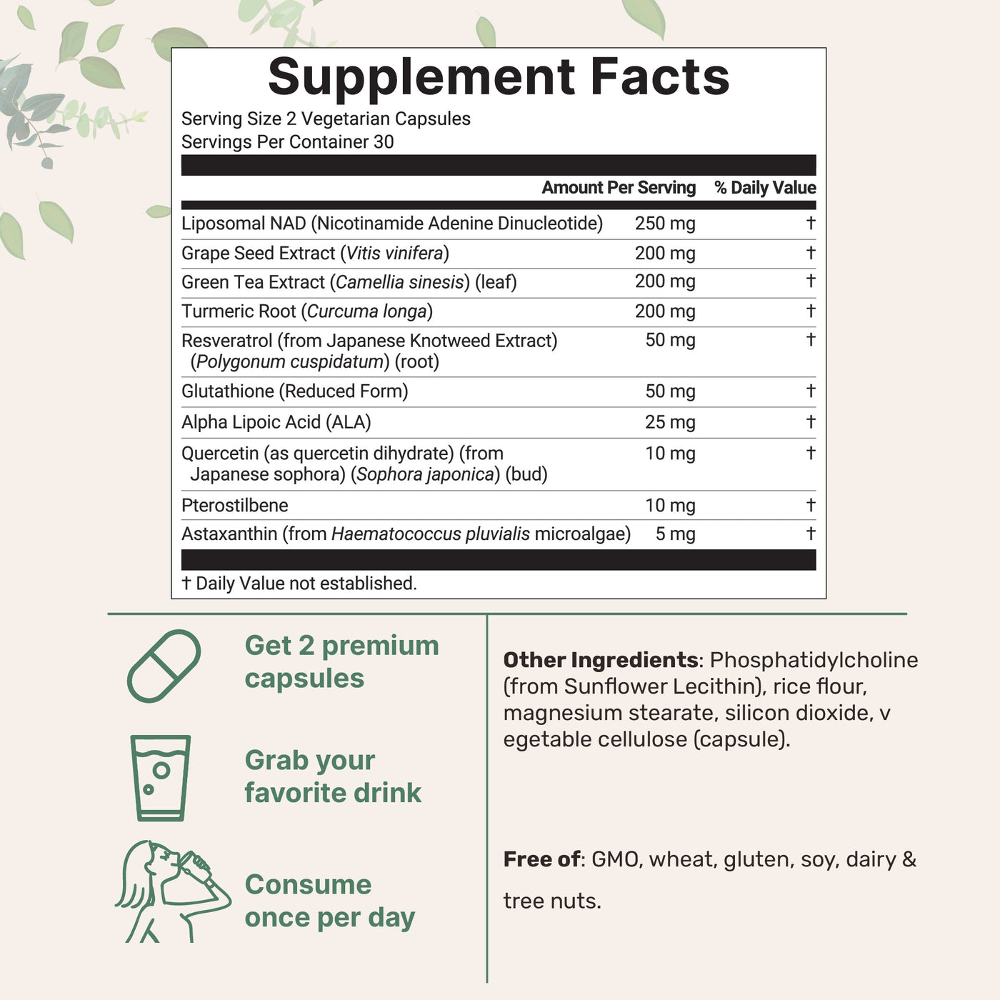 Micro Ingredients Liposomal NAD+ Ultimate 1,000mg, 60 Veggie Capsules