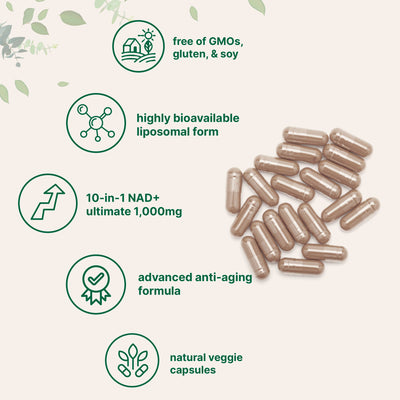 Micro Ingredients Liposomal NAD+ Ultimate 1,000mg, 60 Veggie Capsules