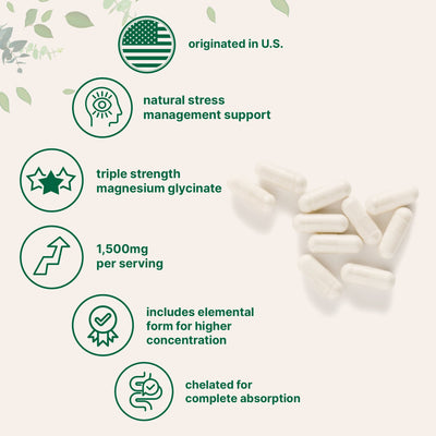 Micro Ingredients Triple Strength Magnesium Glycinate 1,500mg Per Serving, 240 Capsules