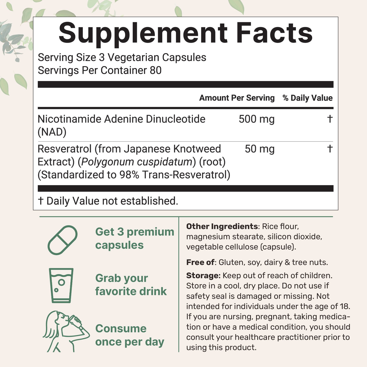 Micro Ingredients NAD+ Supplement 500mg with Resveratrol, 240 Veggie Capsules