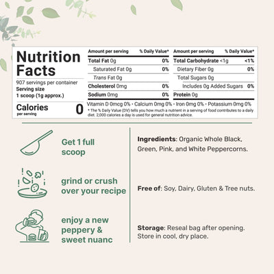 Micro Ingredients Organic Whole Rainbow Peppercorn Blend