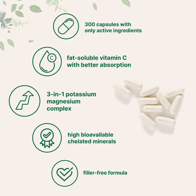 Micro Ingredients Pure Potassium Magnesium Supplement, 300 Capsules