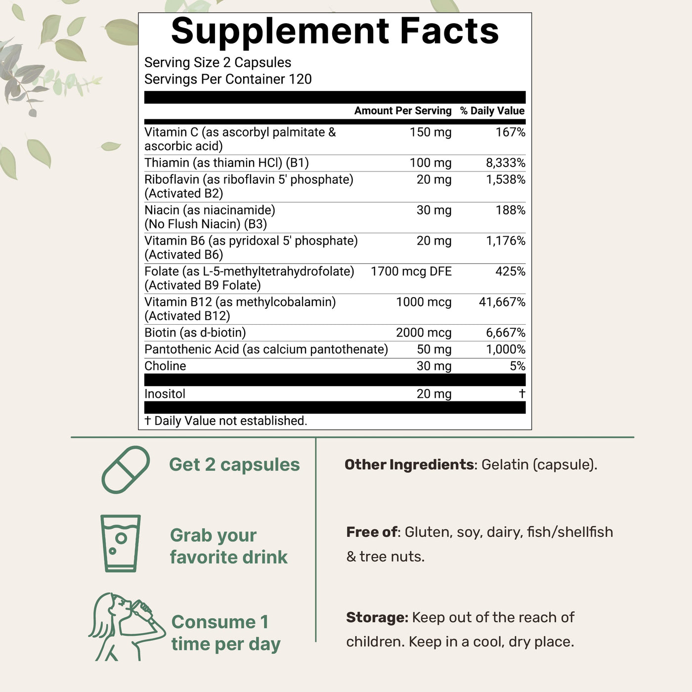 Micro Ingredients Methylated B Complex, 240 Pure Capsules
