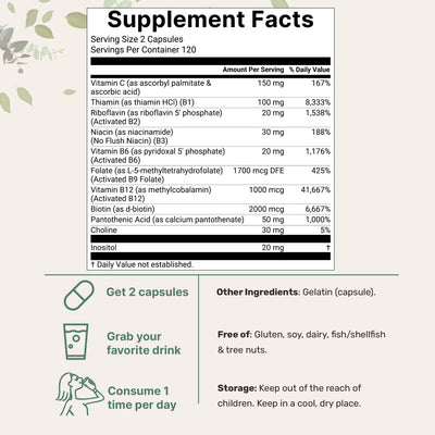 Micro Ingredients Methylated B Complex, 240 Pure Capsules