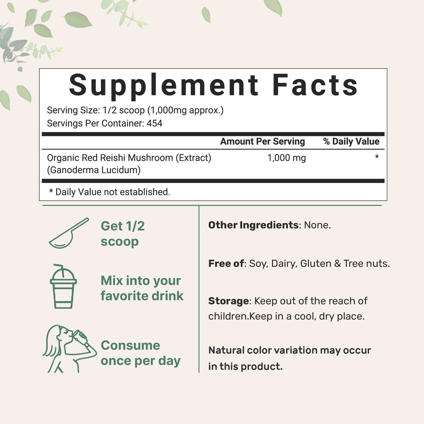 Micro Ingredients Organic Reishi Mushroom Powder, 16oz