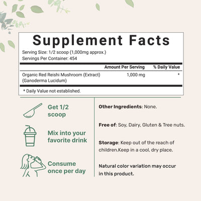Micro Ingredients Organic Reishi Mushroom Powder, 16oz
