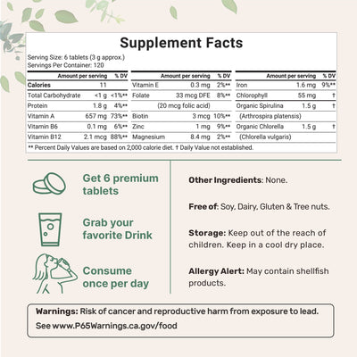 Micro Ingredients Organic Spirulina and Chlorella Tablets