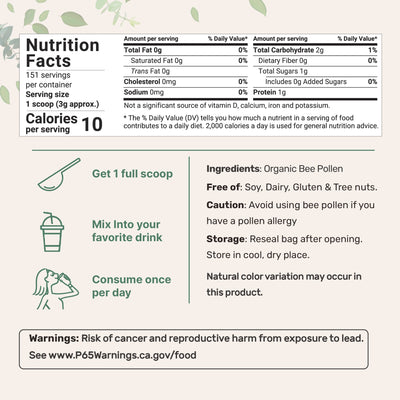 Micro Ingredients Premium Organic Bee Pollen Granules