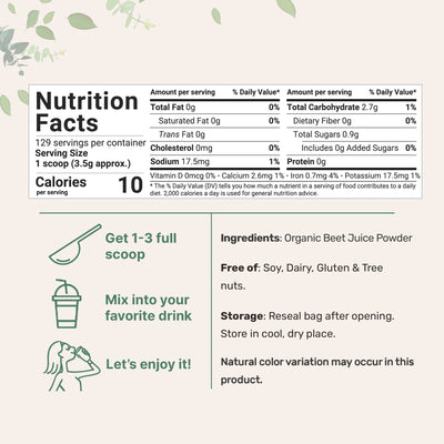 Micro Ingredients Organic Beet Root Juice Powder, 1 Pound