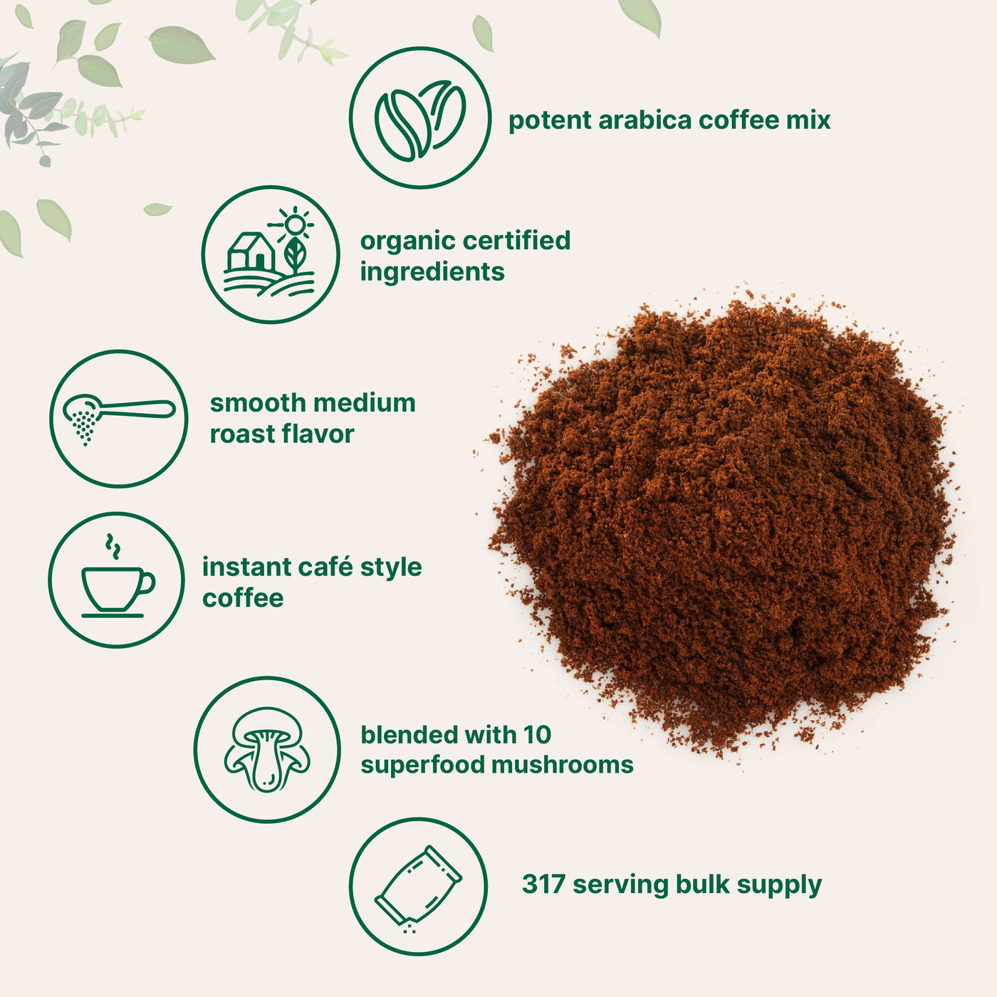 Micro Ingredients Organic Instant 10 in 1 Mushroom Coffee Powder