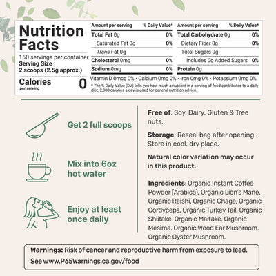 Micro Ingredients Organic Instant 10 in 1 Mushroom Coffee Powder