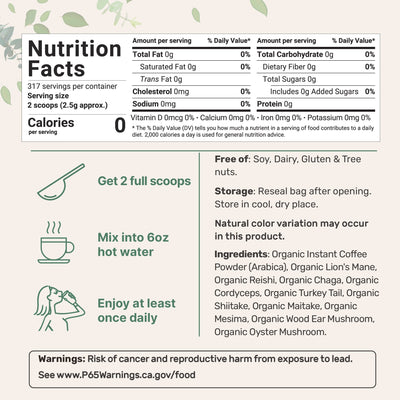 Micro Ingredients Organic Instant 10 in 1 Mushroom Coffee Powder