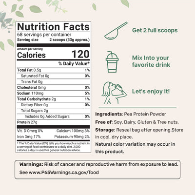 Micro Ingredients Pea Protein Powder, 5lb