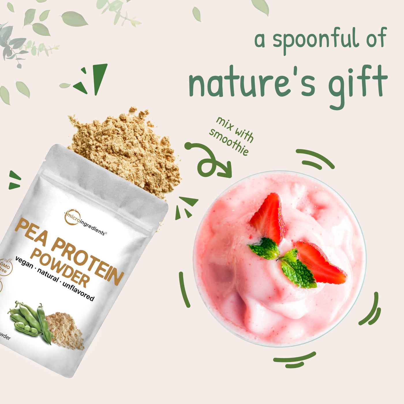 Micro Ingredients Pea Protein Powder, 5lb